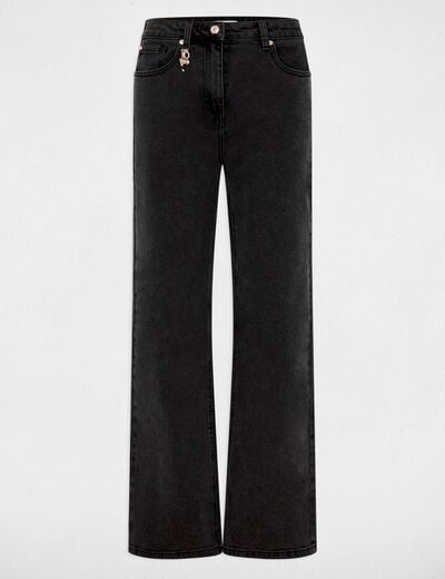 Jean large taille haute denim noir femme