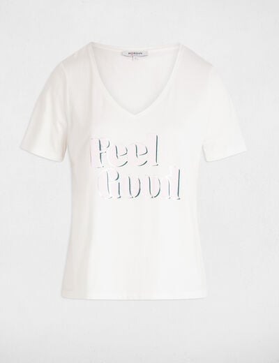 T-shirt à inscription blanc femme