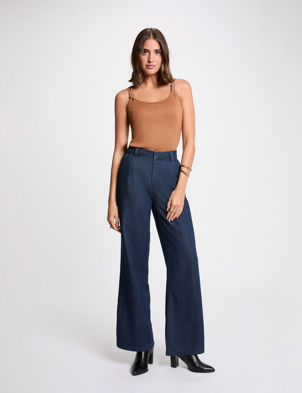 Spaghetti bandjes top camel vrouw