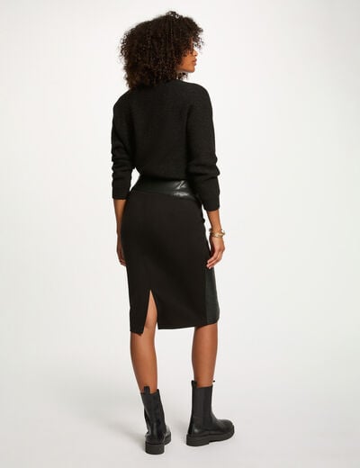 Jupe ajustée similicuir noir femme