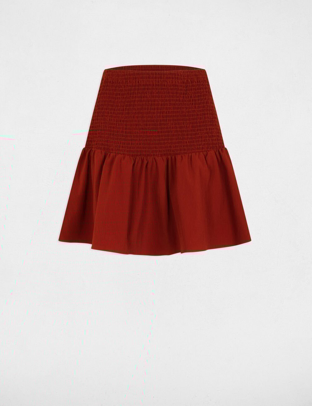 Jupe courte ajust&eacute;e marron cognac femme