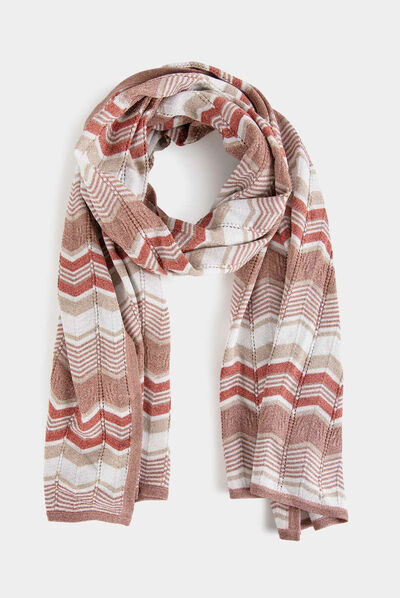 Foulard imprimé chevron rose femme