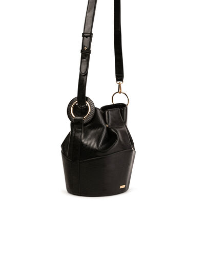 Sac seau aspect python noir femme