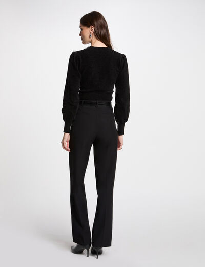 Pull col effet croisé noir femme