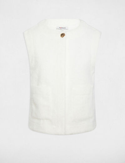 Veste sans manches ivoire femme