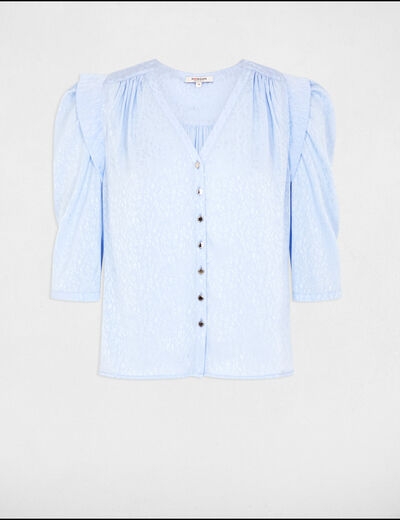 Chemise manches 3/4 bleu ciel femme