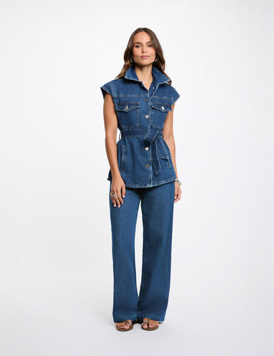 Veste sans manches jean denim brut femme