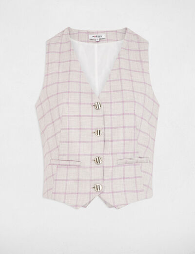 Mouwloos gilet met ruitprint meerkleurig vrouw
