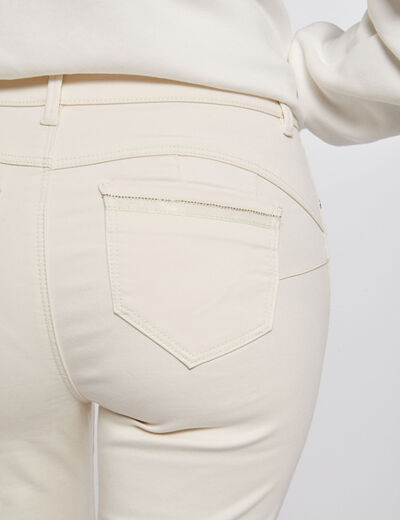Pantalon slim taille standard ivoire femme