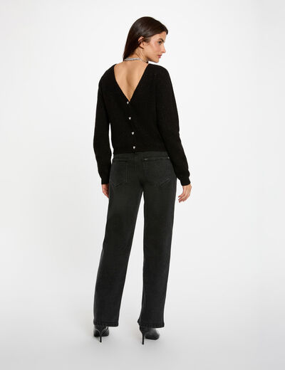 Gilet col en V noir femme