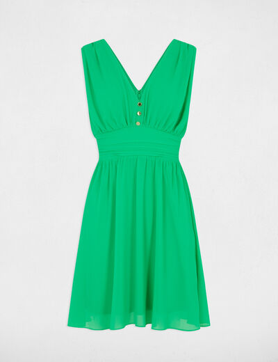 Robe courte évasée fluide vert émeraude femme