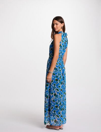 Robe longue évasée imprimée multicolore femme