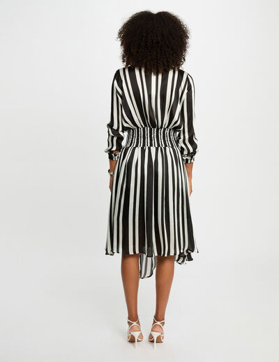 Robe droite rayée asymétrique multicolore femme