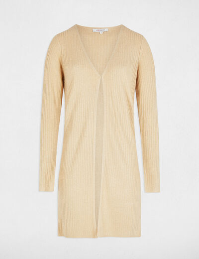 Lang vest met V-hals goudgeel vrouw