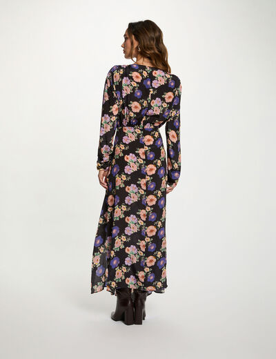 Robe longue satinée multicolore femme