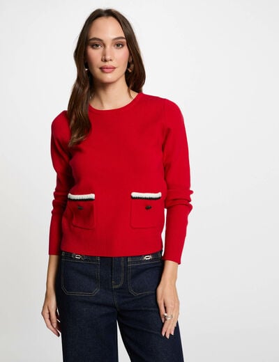 Trui met ronde hals en lange mouwen rood vrouw