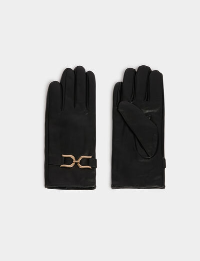Gants avec boucle noir femme