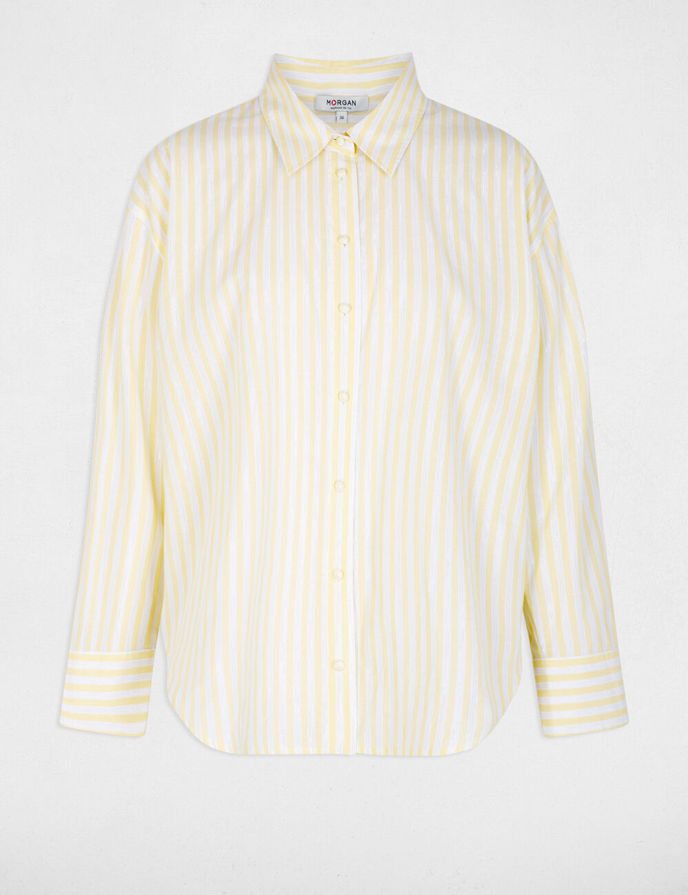 Gestreept overhemd met reverskraag lichtgeel vrouw
