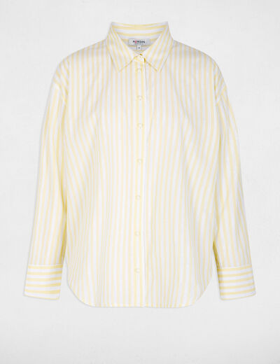 Chemise ray&eacute;e col &agrave; revers jaune clair femme
