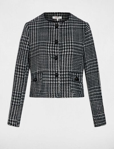 Veste tweed col rond multicolore femme