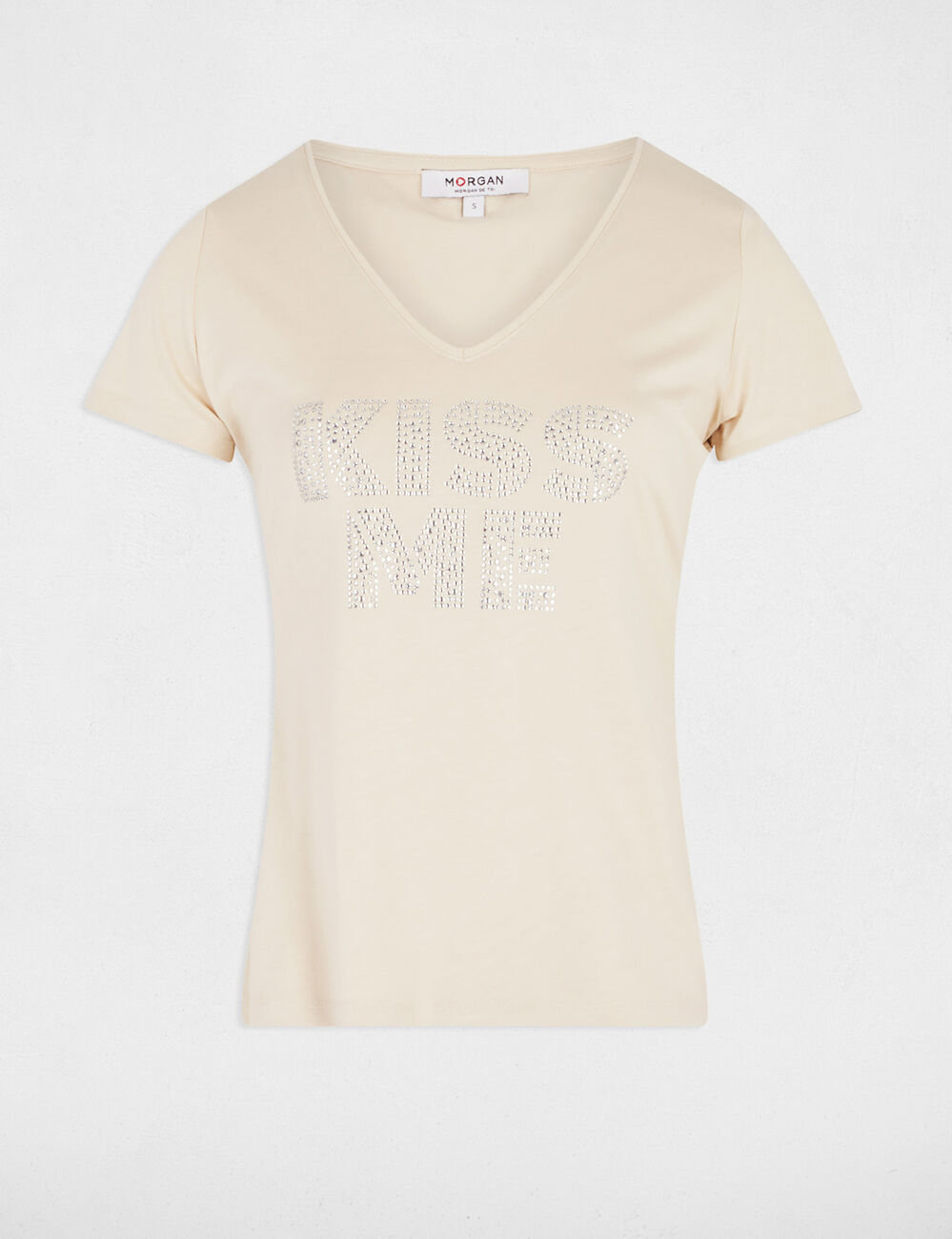 T-shirt met opschrift beige vrouw