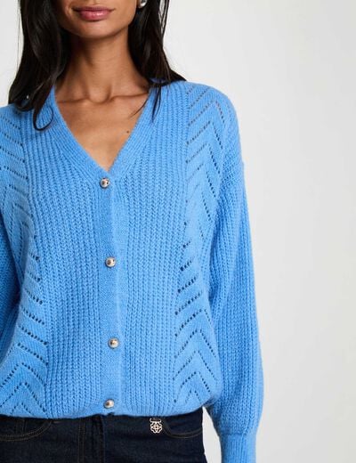 Vest met V-hals bleu vrouw