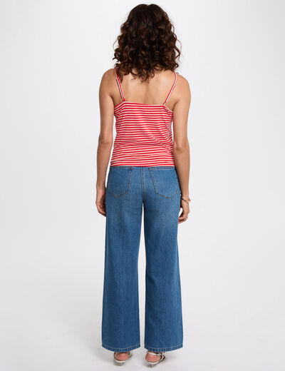 Débardeur cropped col v blanc femme