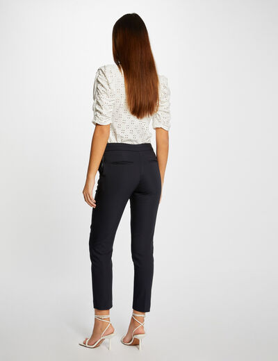 Pantalon cigarette 7/8ème bleu marine femme