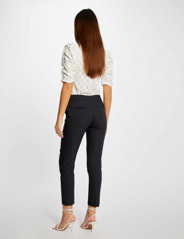 Pantalon cigarette 7/8ème bleu marine femme
