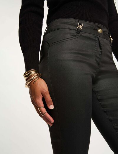 Pantalon bootcut enduit noir femme