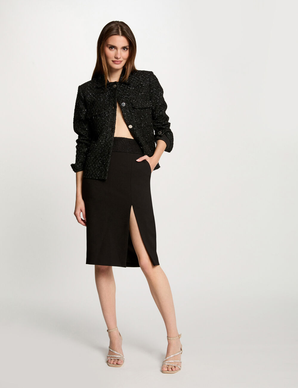 Kokerrok met kant taille zwart vrouw