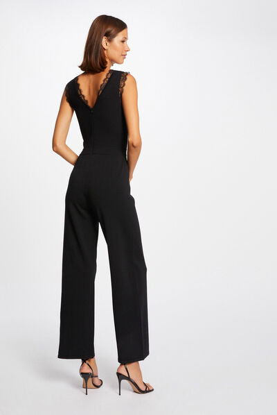 Combinaison large en tricot noir femme