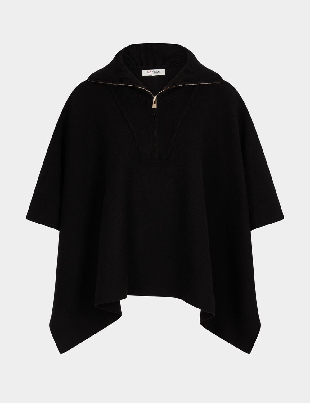 Poncho met open hals zwart vrouw