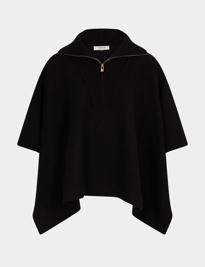 Poncho met open hals zwart vrouw