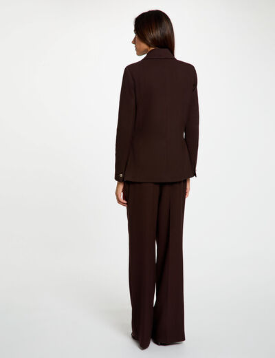 Blazer ajust&eacute; manches longues marron fonc&eacute; femme