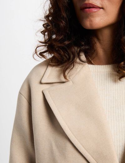 Manteau court bouclette beige femme