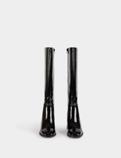 Bottes vernies à talons noir femme