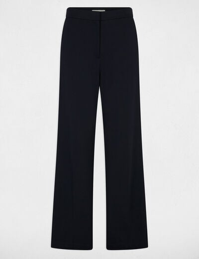 Pantalon large bandes c&ocirc;t&eacute;s bleu marine femme
