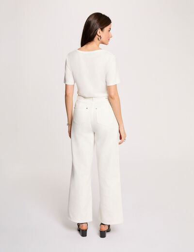 T-shirt met V-hals korte mouwen helder wit vrouw