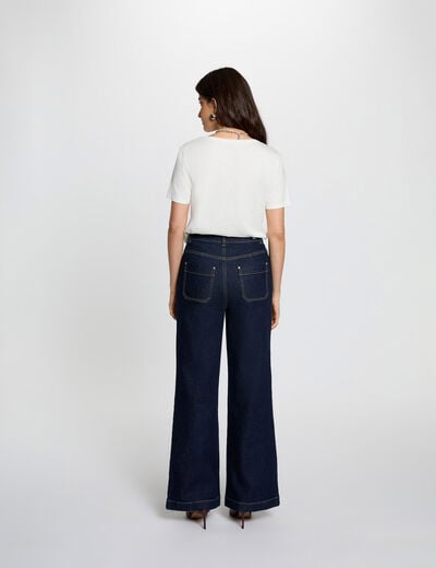 T-shirt col v manches courtes blanc femme