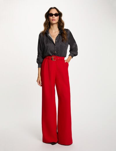 Hoge taille wijde broek rood vrouw