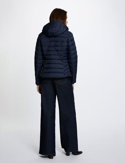 Doudoune &agrave; capuche bleu marine femme