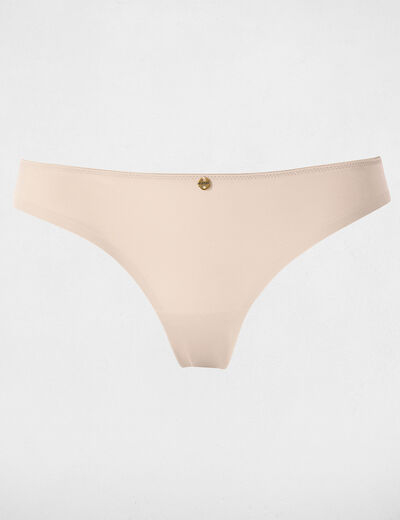 Tanga dentelle beige femme