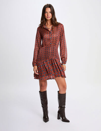 Robe courte évasée multicolore femme