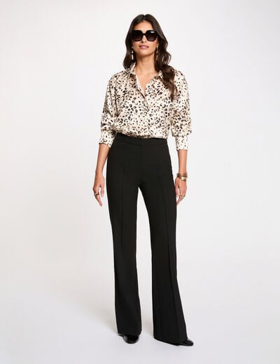 Bootcut broek met hoge taille zwart vrouw