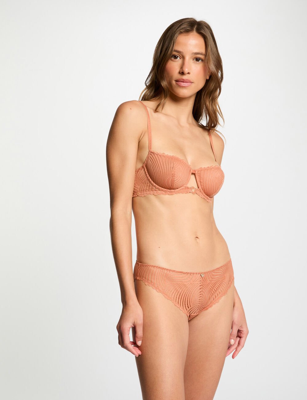 Kanten slip marron clair vrouw