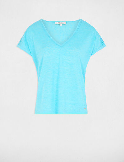 T-shirt met korte mouwen hemelsblauw vrouw