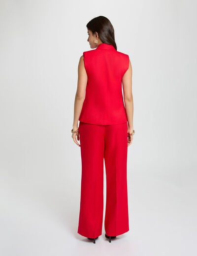 Pantalon taille haute large rouge femme