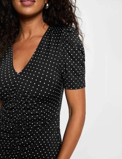 Robe courte manches bouffantes noir femme