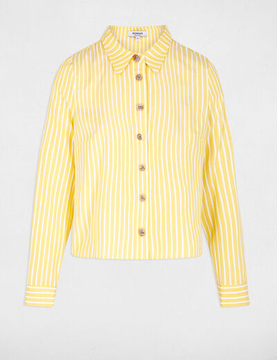 Chemise cropped rayures jaune clair femme